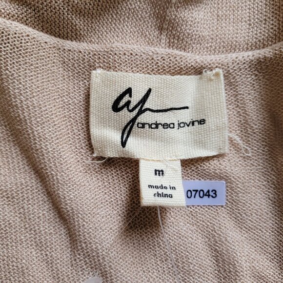 Andrea Jovine cardigan sweater light brown cocoon crochet neutral pockets new - Picture 9 of 14